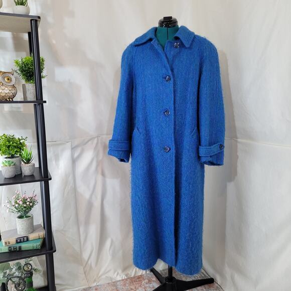 Vintage 1970s Oversized Anna Collection Mohair Wool Duster Peacoat - Size 10 - Picture 2 of 10